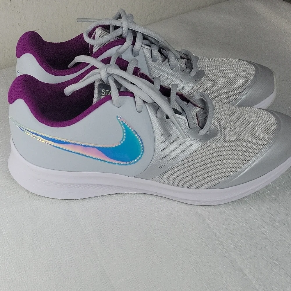 Nike Star Youth Big Girls  Gray and Purple Athletic Size 5y Running Shoes